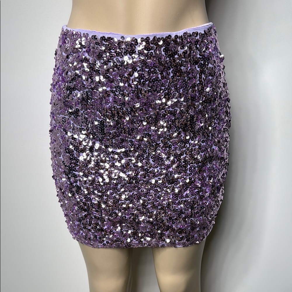 Purple Sequin Mini Skirt for Cocktail Nights